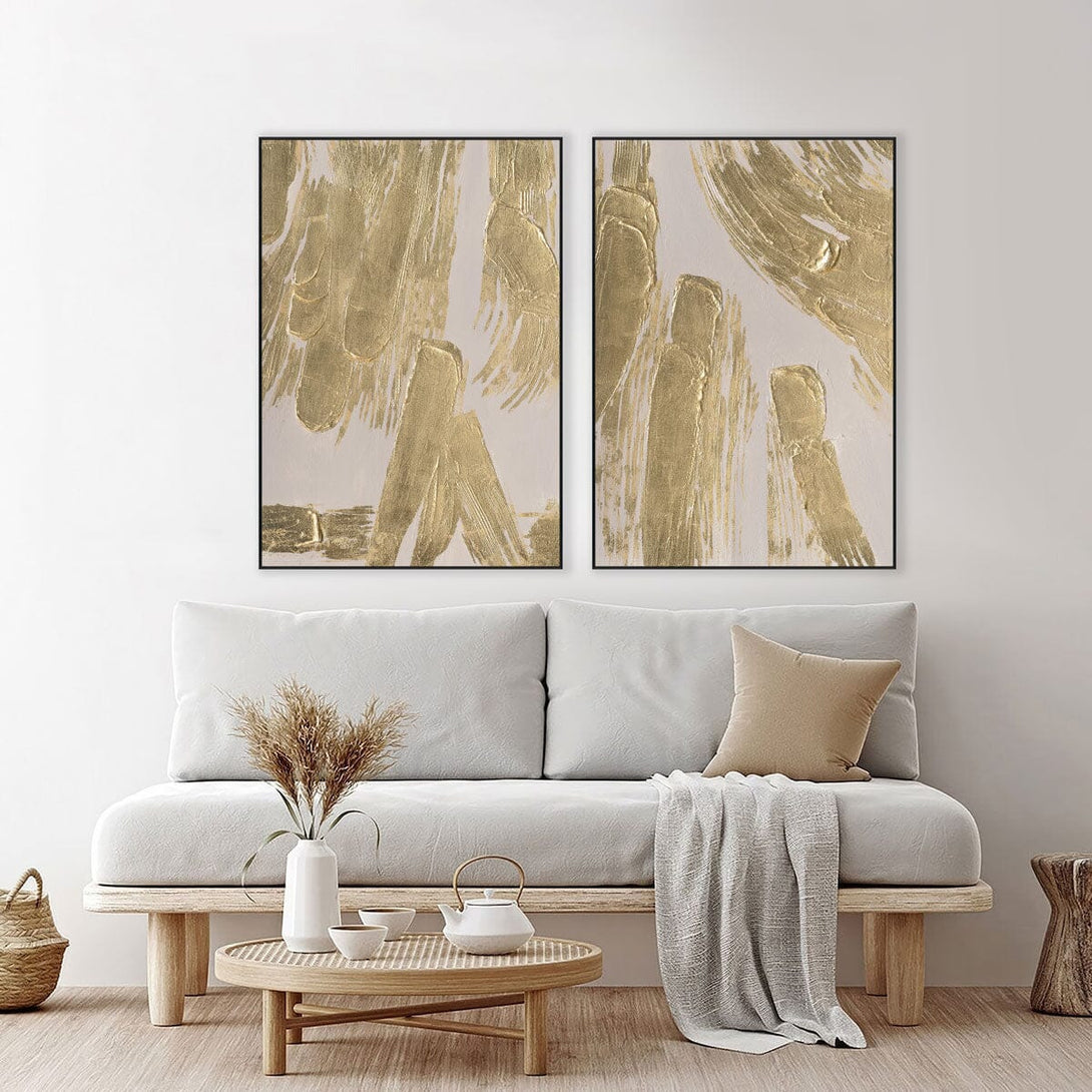 Golden Strokes - Gold Foil Textured Abstract#M4522 Painting artwepaint 