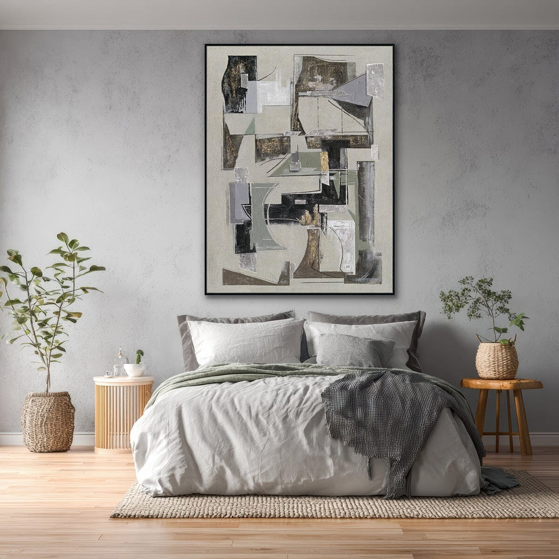 Golden Symphony - Geometric Abstract Gold Foil Painting#L2645 Painting artwepaint 