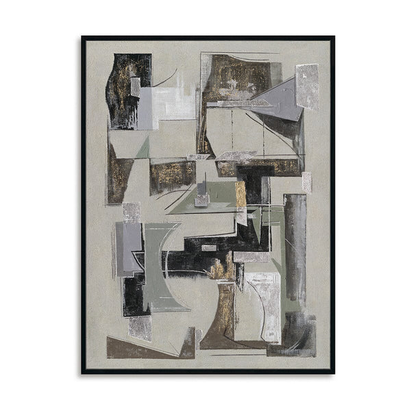 Golden Symphony - Geometric Abstract Gold Foil Painting#L2645 Painting artwepaint 