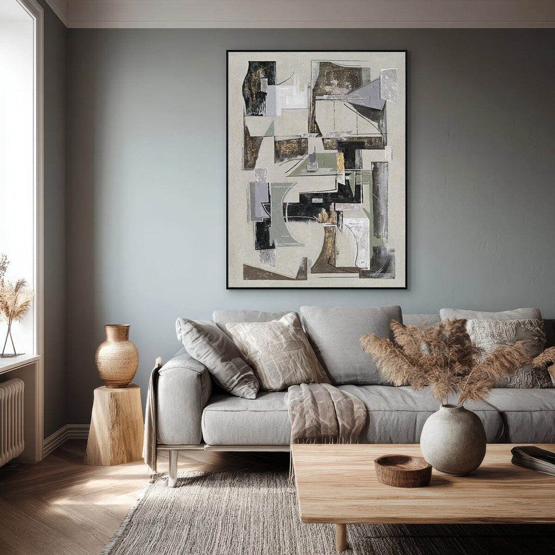 Golden Symphony - Geometric Abstract Gold Foil Painting#L2645 Painting artwepaint 