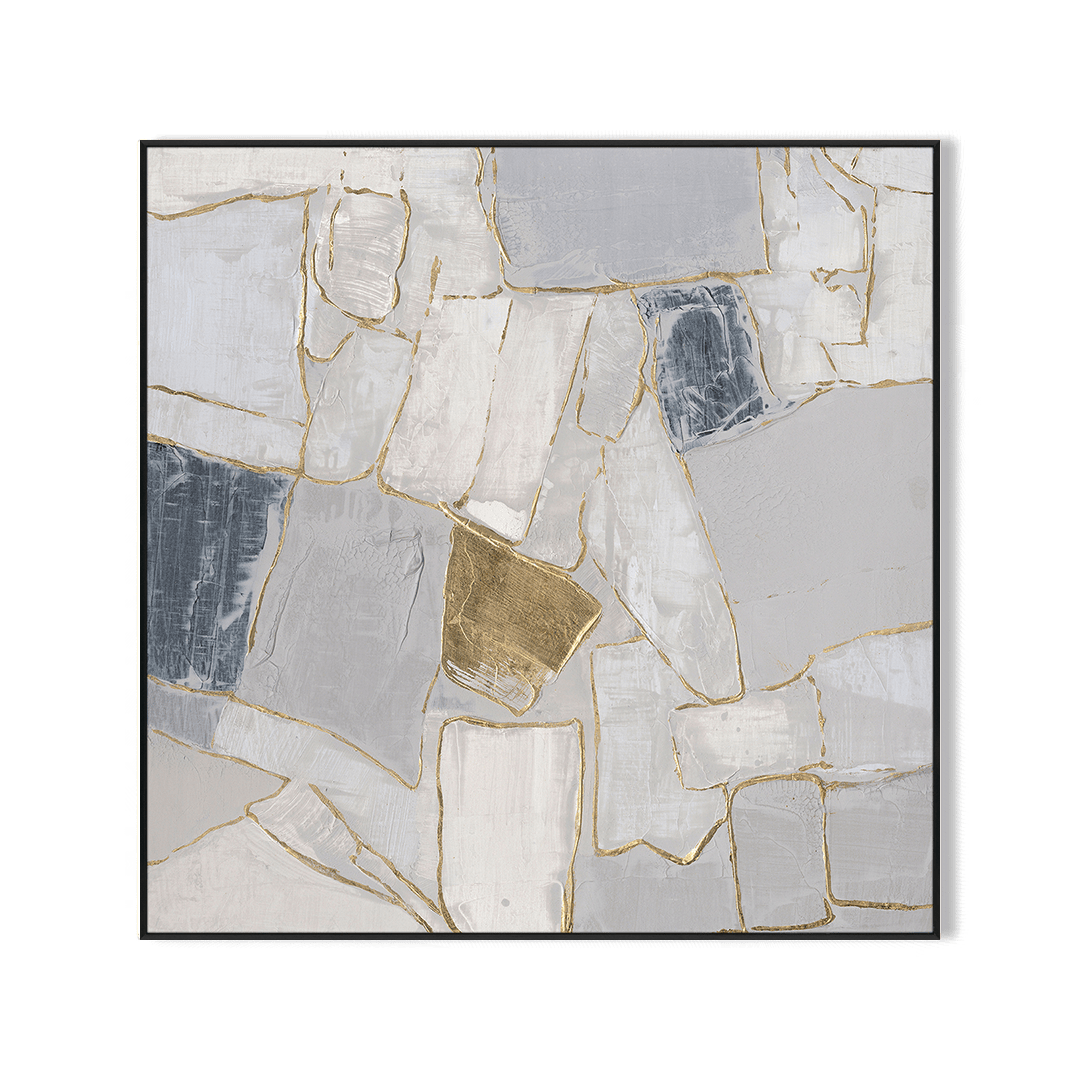 Golden Veins - Grey White & Gold Textured Abstract#M0706 Painting artwepaint 