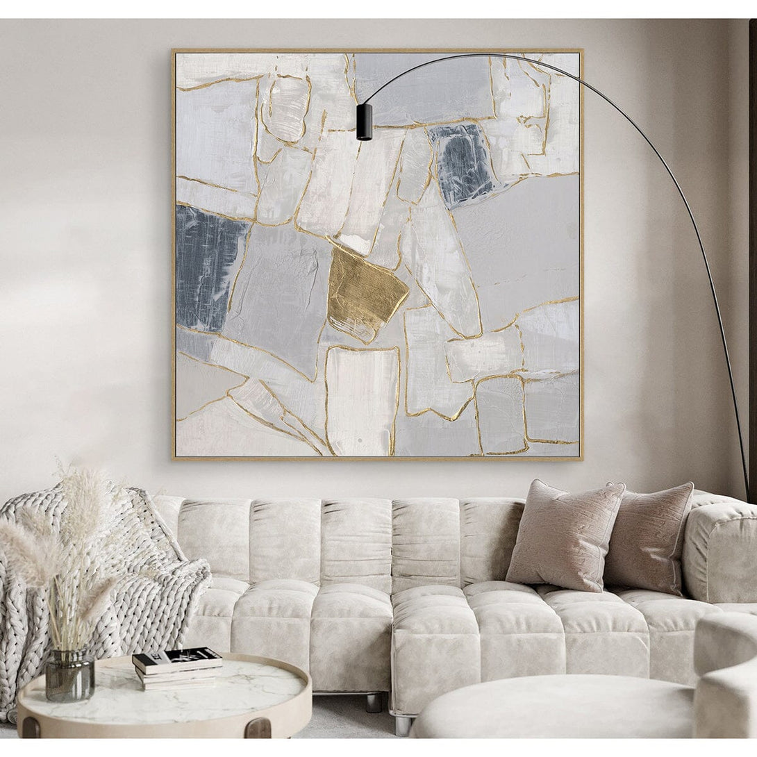 Golden Veins - Grey White & Gold Textured Abstract#M0706 Painting artwepaint 