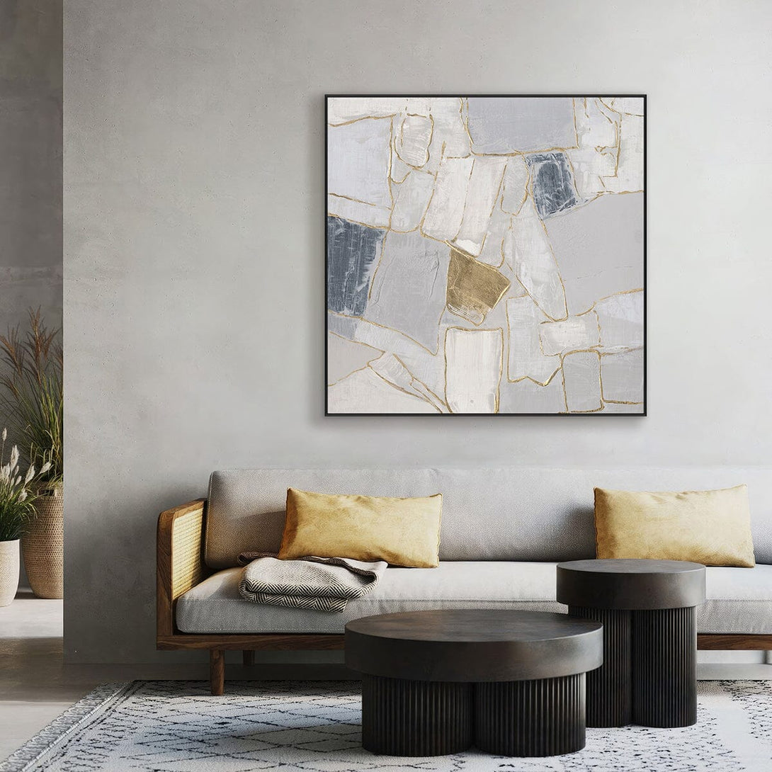 Golden Veins - Grey White & Gold Textured Abstract#M0706 Painting artwepaint 