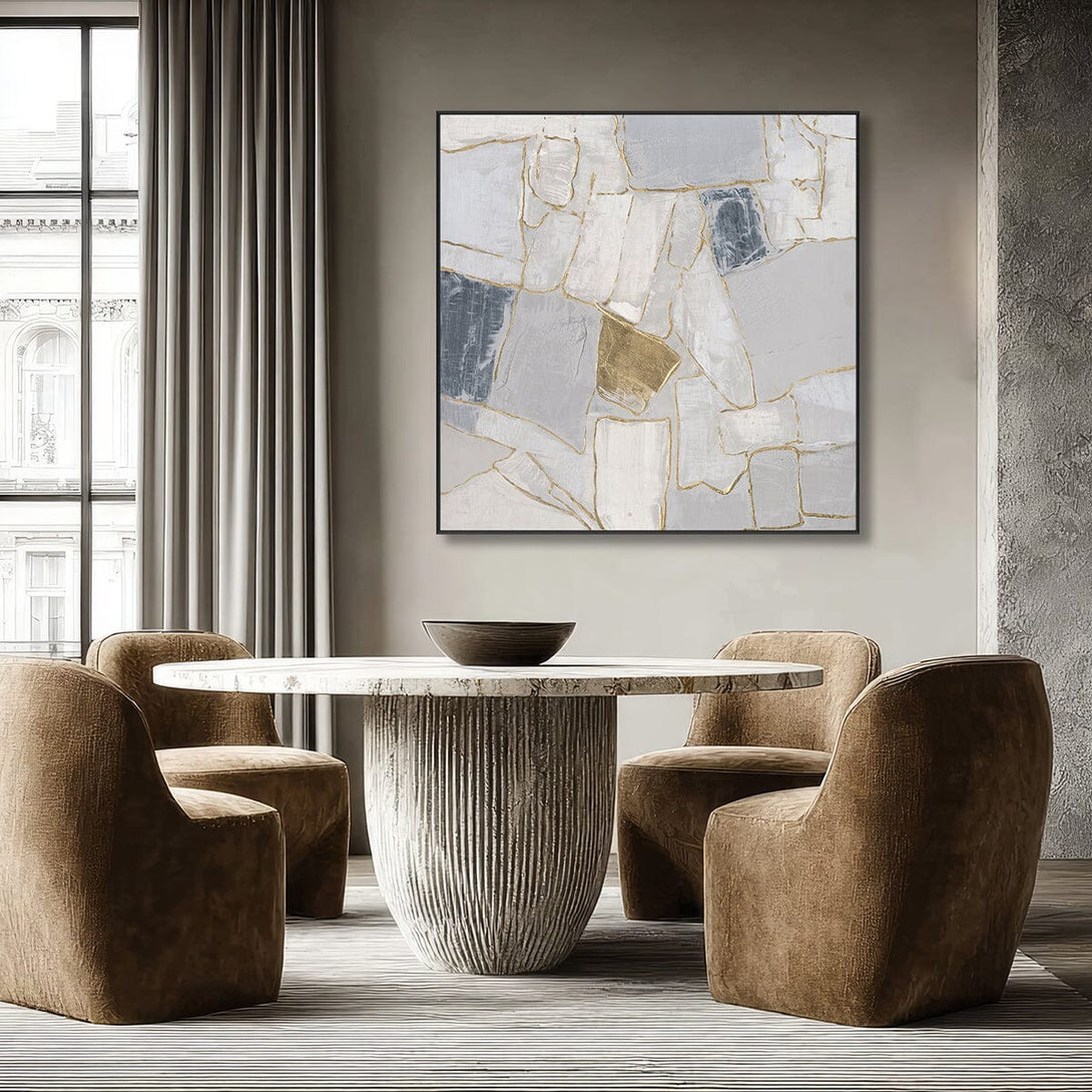 Golden Veins - Grey White & Gold Textured Abstract#M0706 Painting artwepaint 