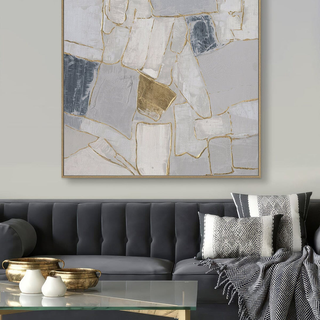 Golden Veins - Grey White & Gold Textured Abstract#M0706 Painting artwepaint 