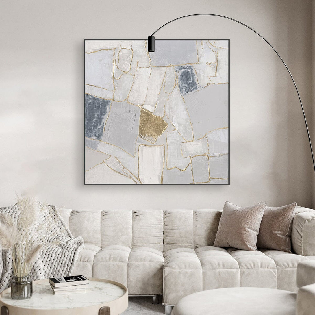 Golden Veins - Grey White & Gold Textured Abstract#M0706 Painting artwepaint 