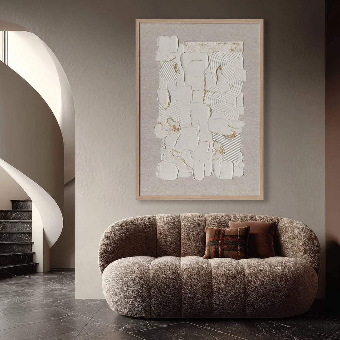 Golden Whisper-Textured White Abstract Painting#M2698 Painting artwepaint 