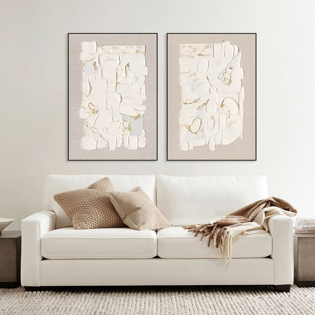 Golden Whisper-Textured White Abstract Painting#M2698 Painting artwepaint 