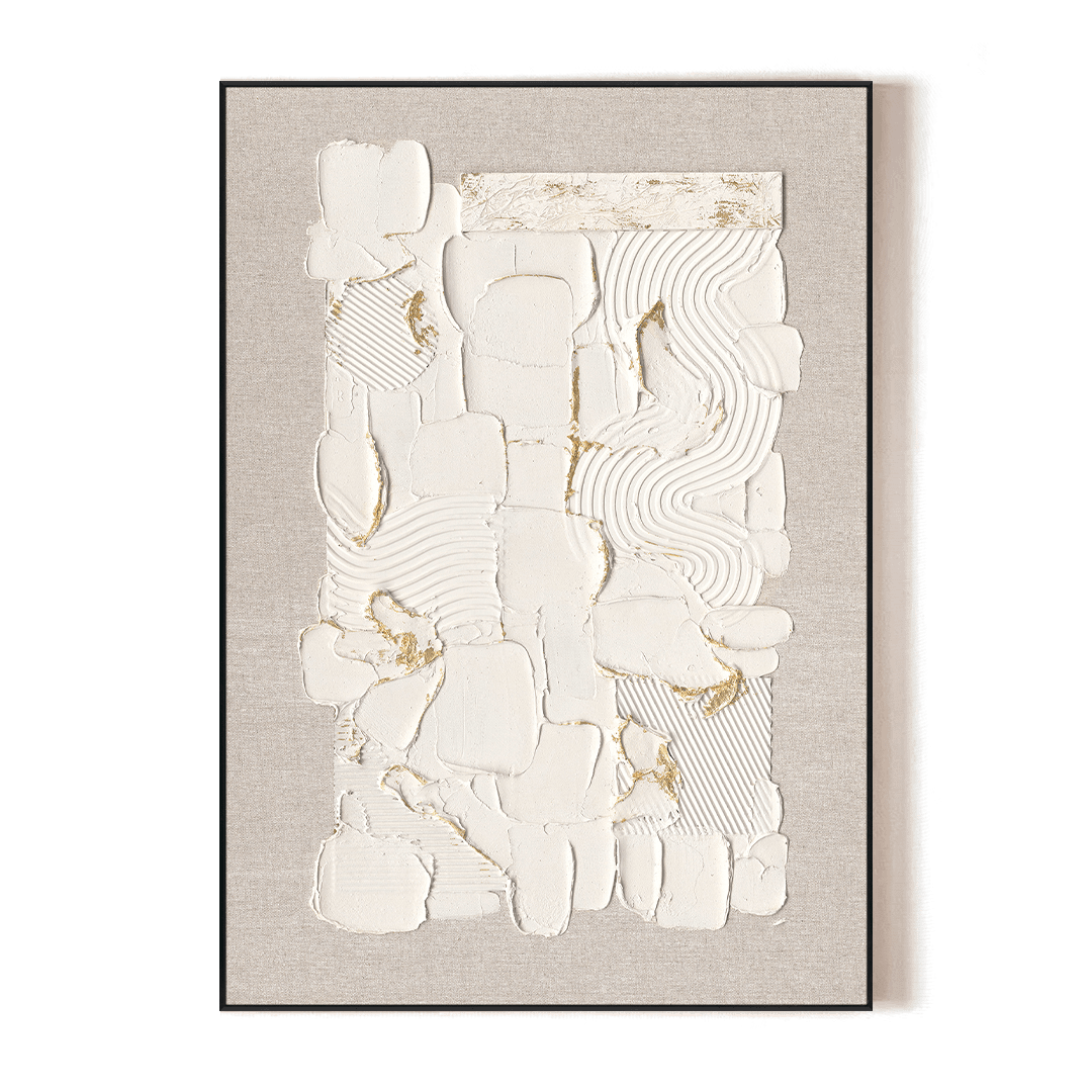 Golden Whisper-Textured White Abstract Painting#M2698 Painting artwepaint 