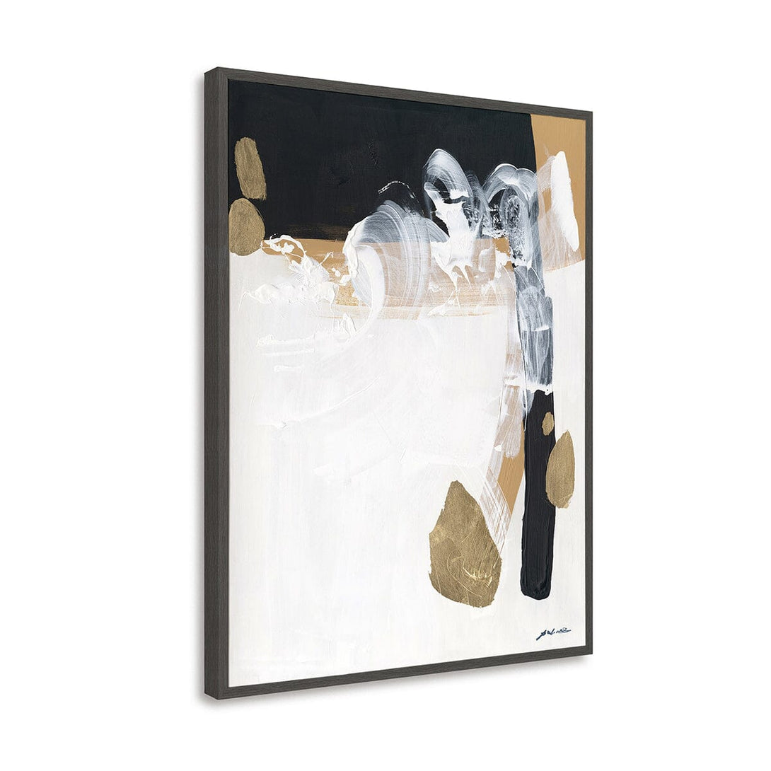 Golden Whisper – White & Black Abstract Painting#M6880 Painting artwepaint 