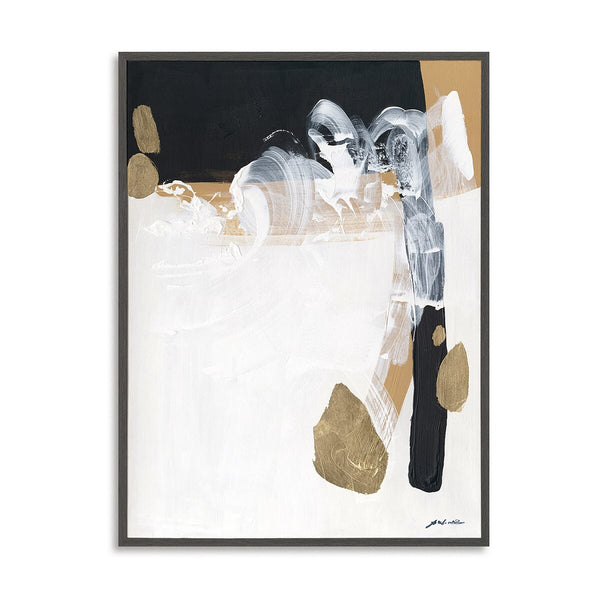 Golden Whisper – White & Black Abstract Painting#M6880 Painting artwepaint 
