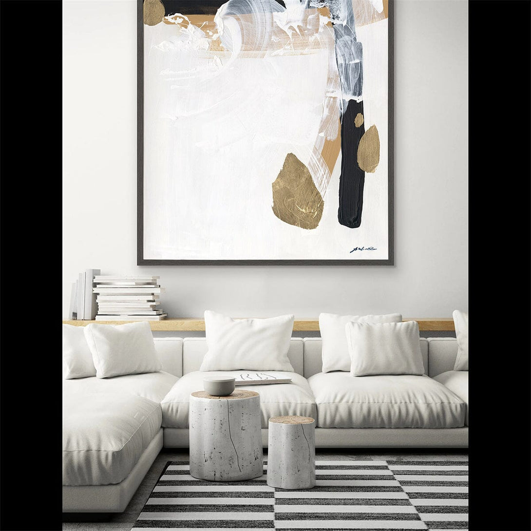 Golden Whisper – White & Black Abstract Painting#M6880 Painting artwepaint 