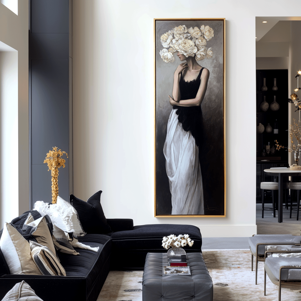 Grace in Bloom – Elegant Woman Flower Portrait Painting #awp43 Painting artwepaint 