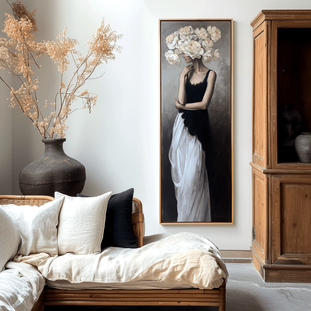 Grace in Bloom – Elegant Woman Flower Portrait Painting #awp43 Painting artwepaint 