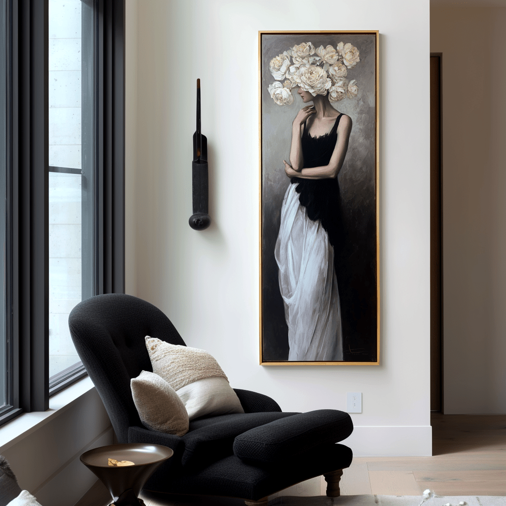 Grace in Bloom – Elegant Woman Flower Portrait Painting #awp43 Painting artwepaint 