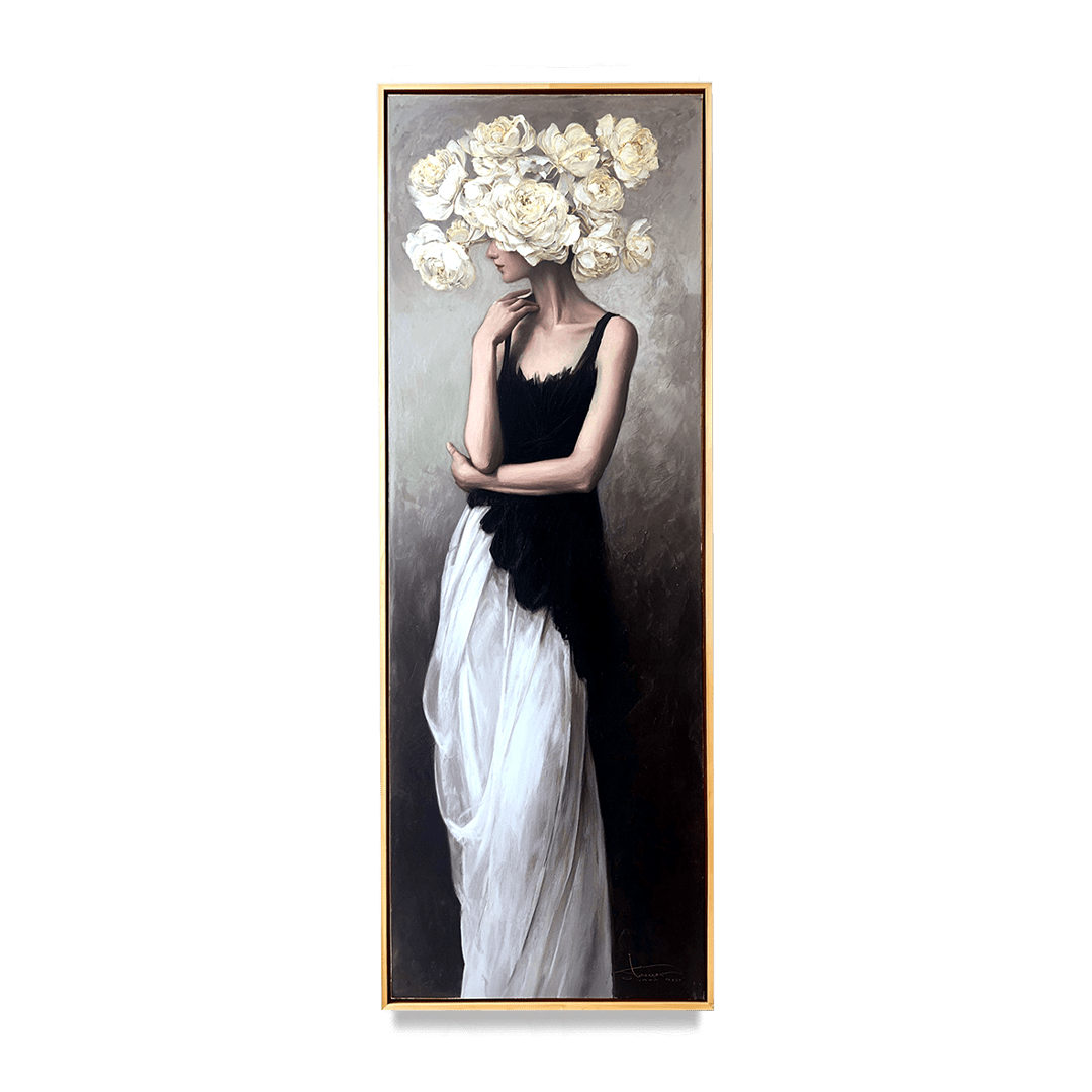 Grace in Bloom – Elegant Woman Flower Portrait Painting #awp43 Painting artwepaint 