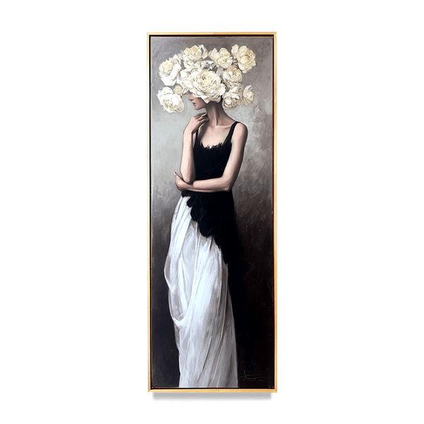Grace in Bloom – Elegant Woman Flower Portrait Painting #awp43 Painting artwepaint 