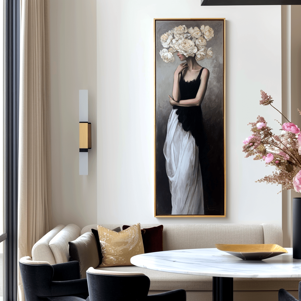 Grace in Bloom – Elegant Woman Flower Portrait Painting #awp43 Painting artwepaint 