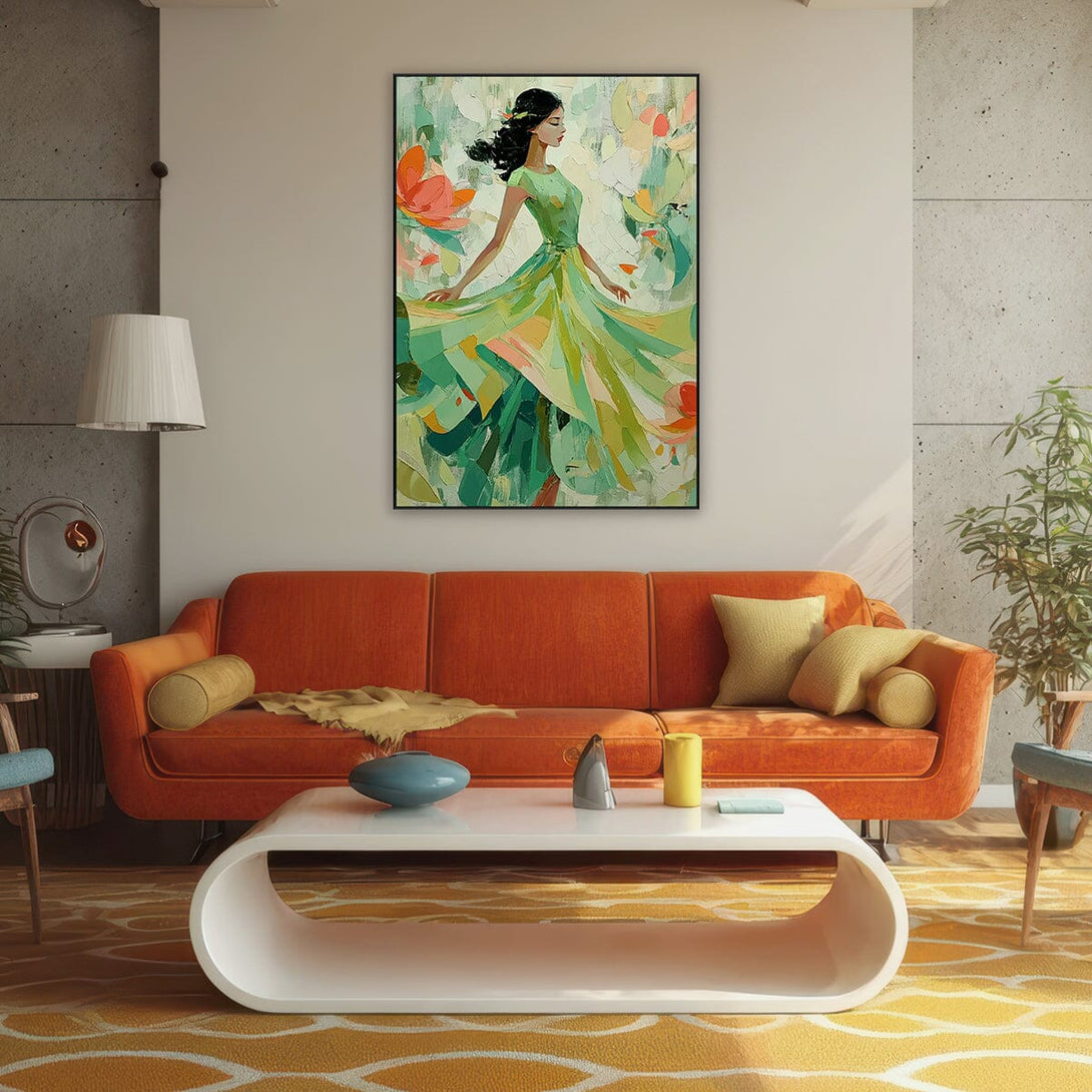 Grace in Bloom – Green Dress Abstract Painting #RIK1(256) Painting artwepaint 