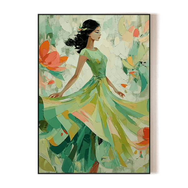Grace in Bloom – Green Dress Abstract Painting #RIK1(256) Painting artwepaint 