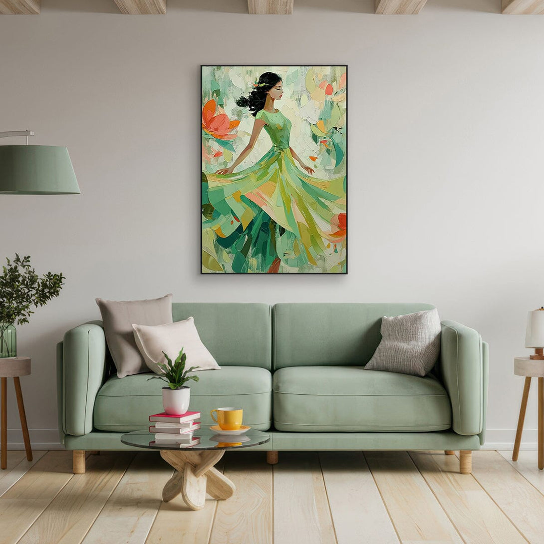 Grace in Bloom – Green Dress Abstract Painting #RIK1(256) Painting artwepaint 
