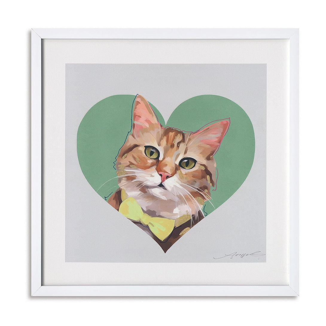 Green Heart Charm - Pop Art Cat Painting#M6962 Painting artwepaint 
