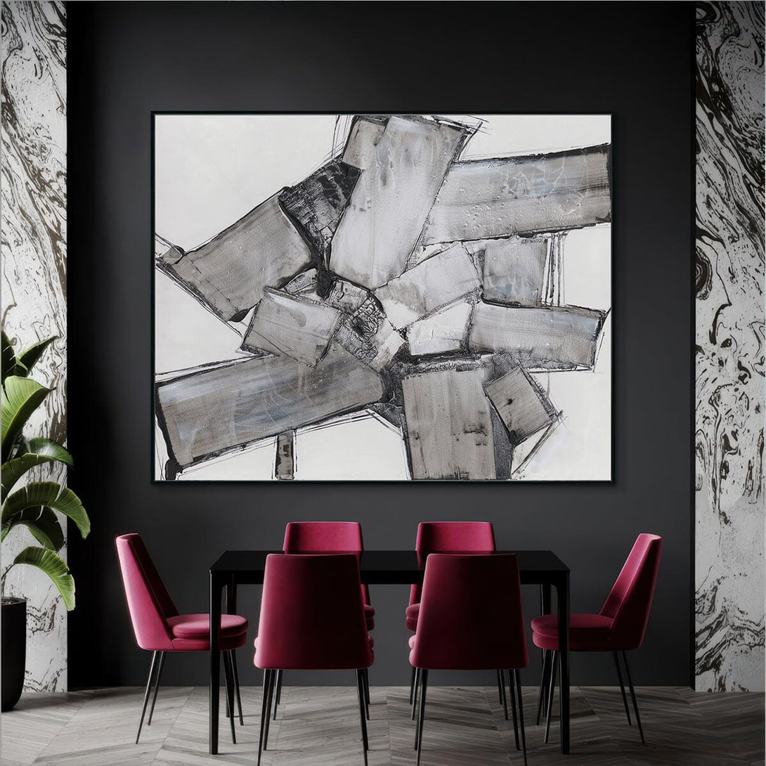 Grey Fragments - Monochrome Abstract Texture Painting#L6041 Painting artwepaint 