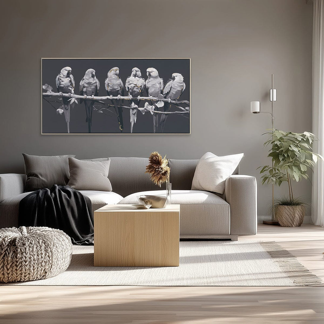 Grey Harmony - Monochrome Parrots#M6061 Painting artwepaint 
