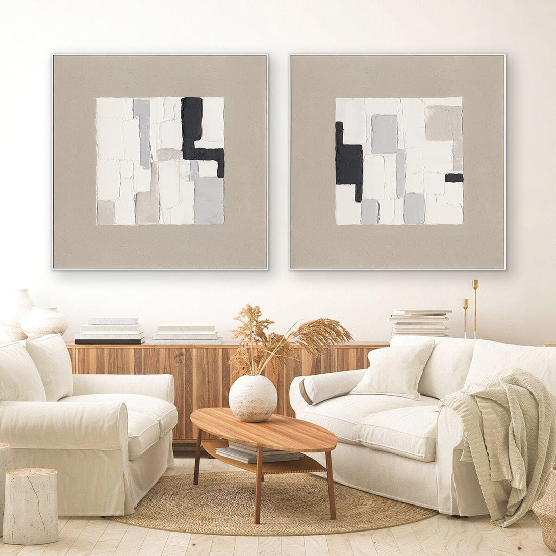 Grey & White Geometric Blocks #M4792 Painting artwepaint 
