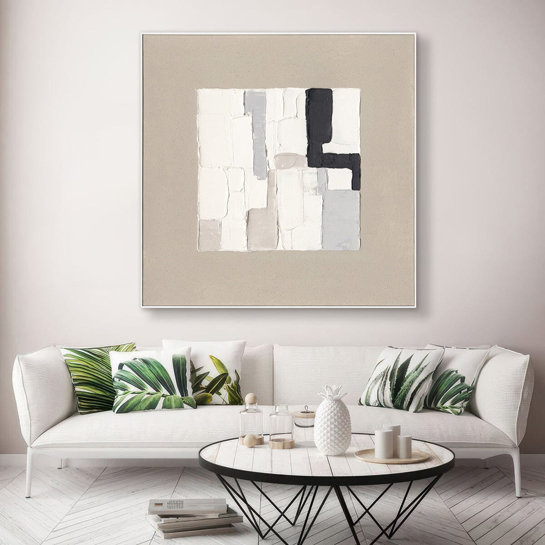 Grey & White Geometric Blocks #M4792 Painting artwepaint 