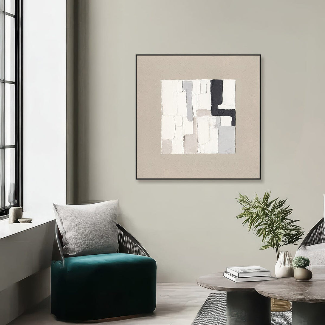 Grey & White Geometric Blocks #M4792 Painting artwepaint 