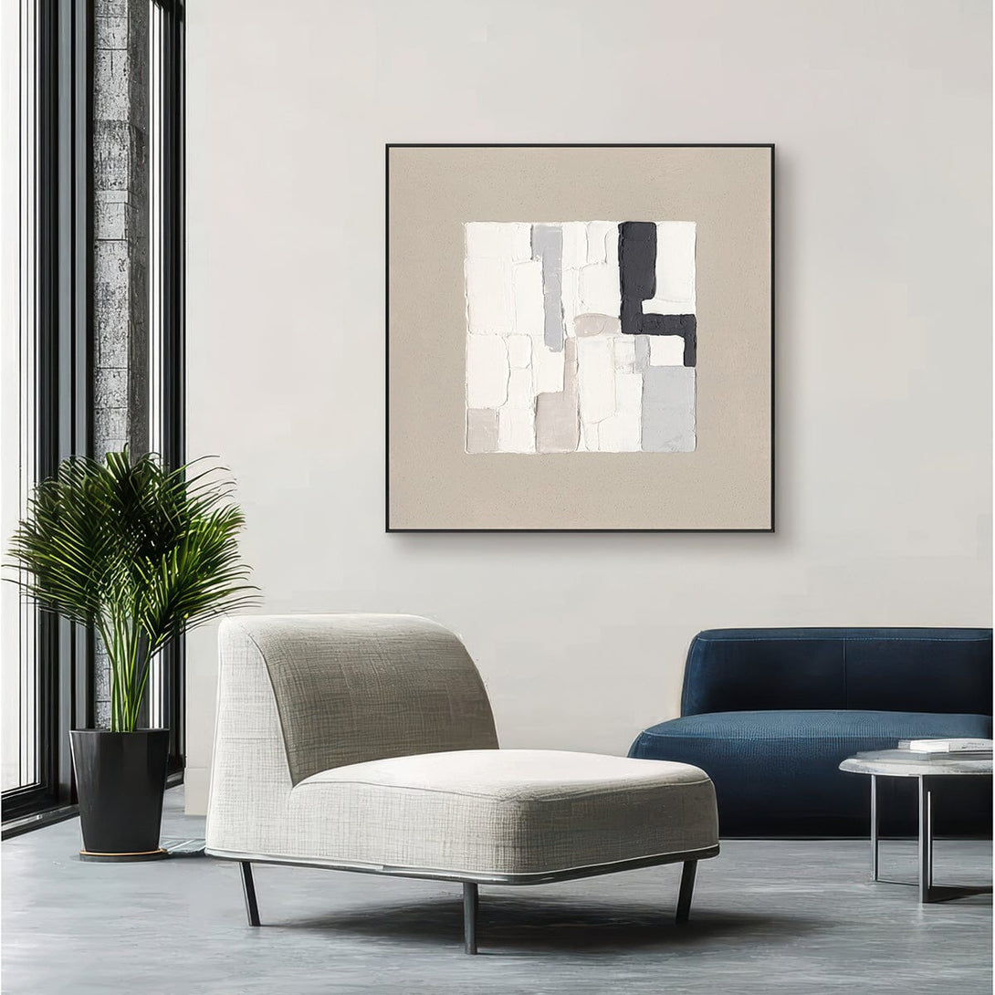 Grey & White Geometric Blocks #M4792 Painting artwepaint 