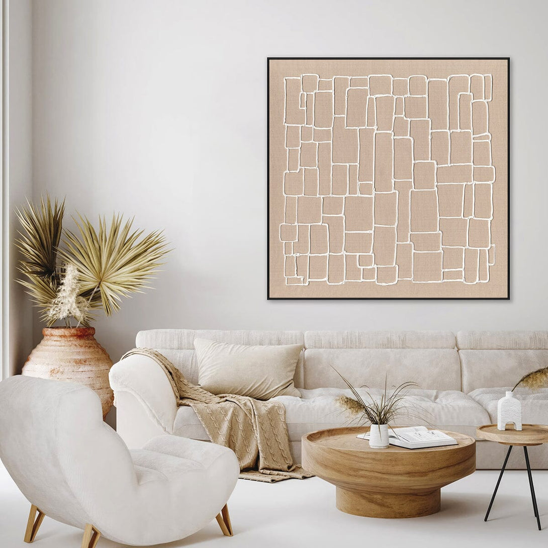 Grid Whisper - White Line Abstract Painting#L6045 Painting artwepaint 