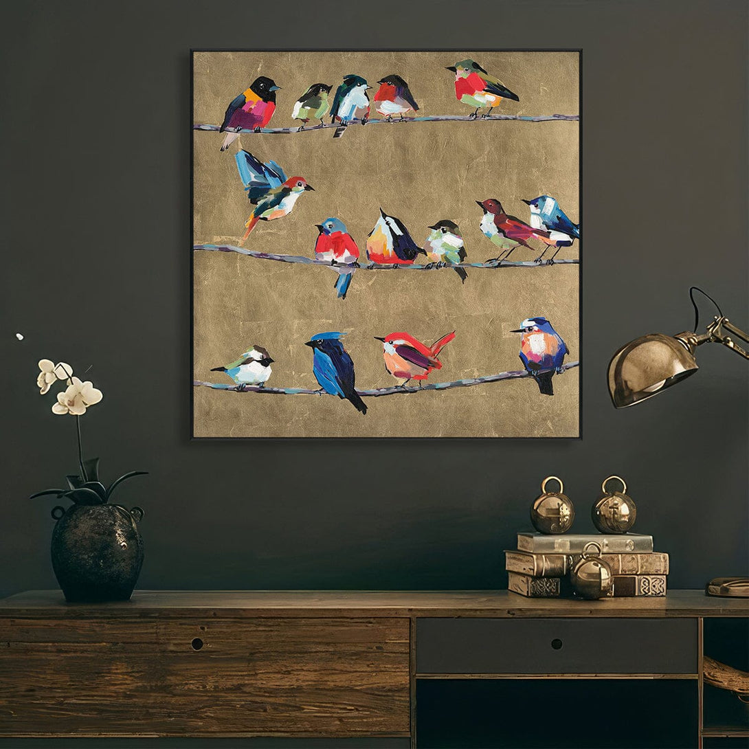 Harmony Flock – Colorful Birds Abstract Painting #L5903 Painting artwepaint 