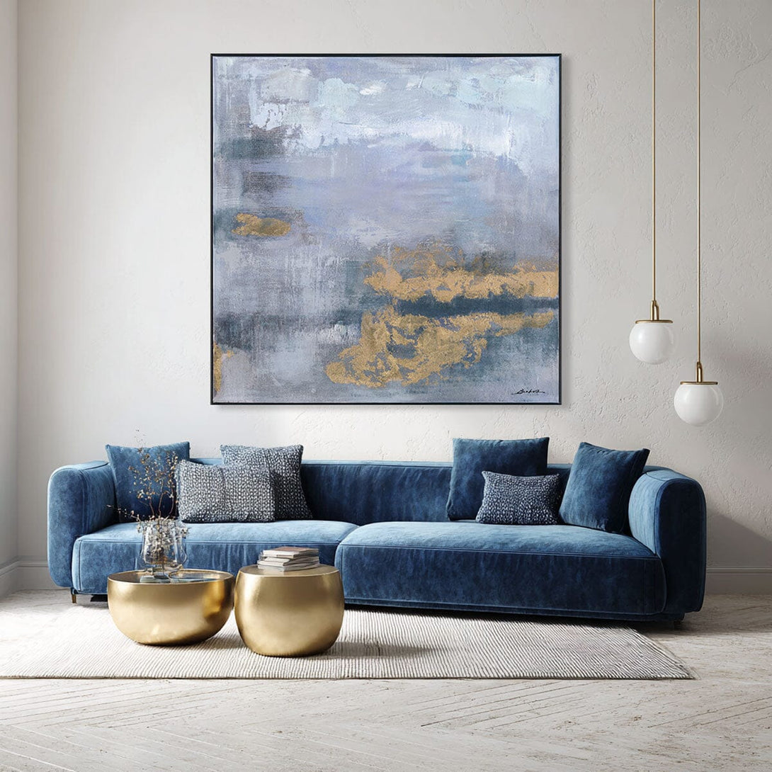 Impression of Sky - Blue & Gold Abstract #M8062 Painting artwepaint 