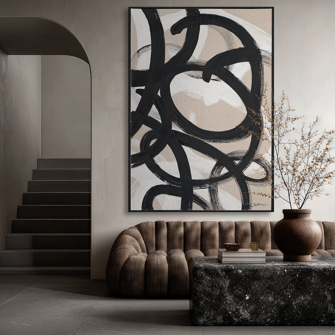 Ink Harmony-Black White Minimalist Painting#P5945 Painting artwepaint Rolled Canvas 24"X20" (61X51cm) 