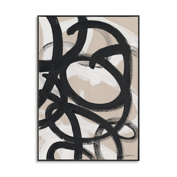 Ink Harmony-Black White Minimalist Painting#P5945 Painting artwepaint Silver Frame 24"X20" (61X51cm) 