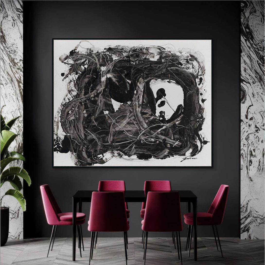 Ink Whirl - Black and White Abstract Motion #M5512 Painting artwepaint 