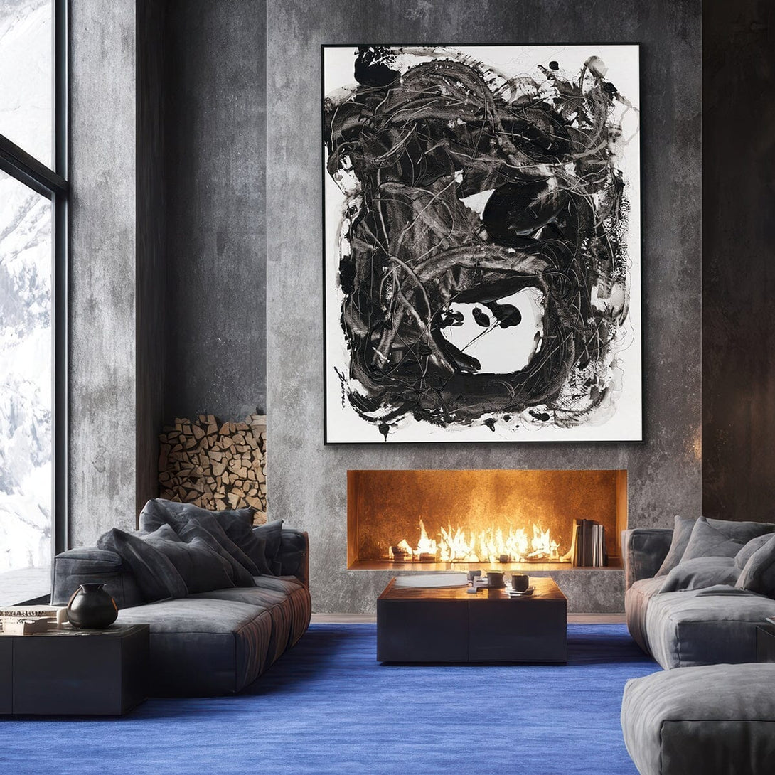 Ink Whirl - Black and White Abstract Motion #M5512 Painting artwepaint 