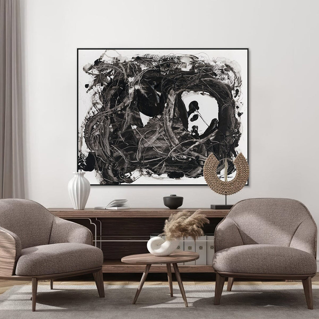 Ink Whirl - Black and White Abstract Motion #M5512 Painting artwepaint 