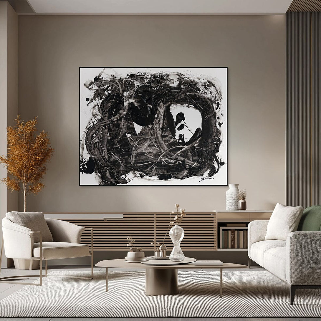 Ink Whirl - Black and White Abstract Motion #M5512 Painting artwepaint 