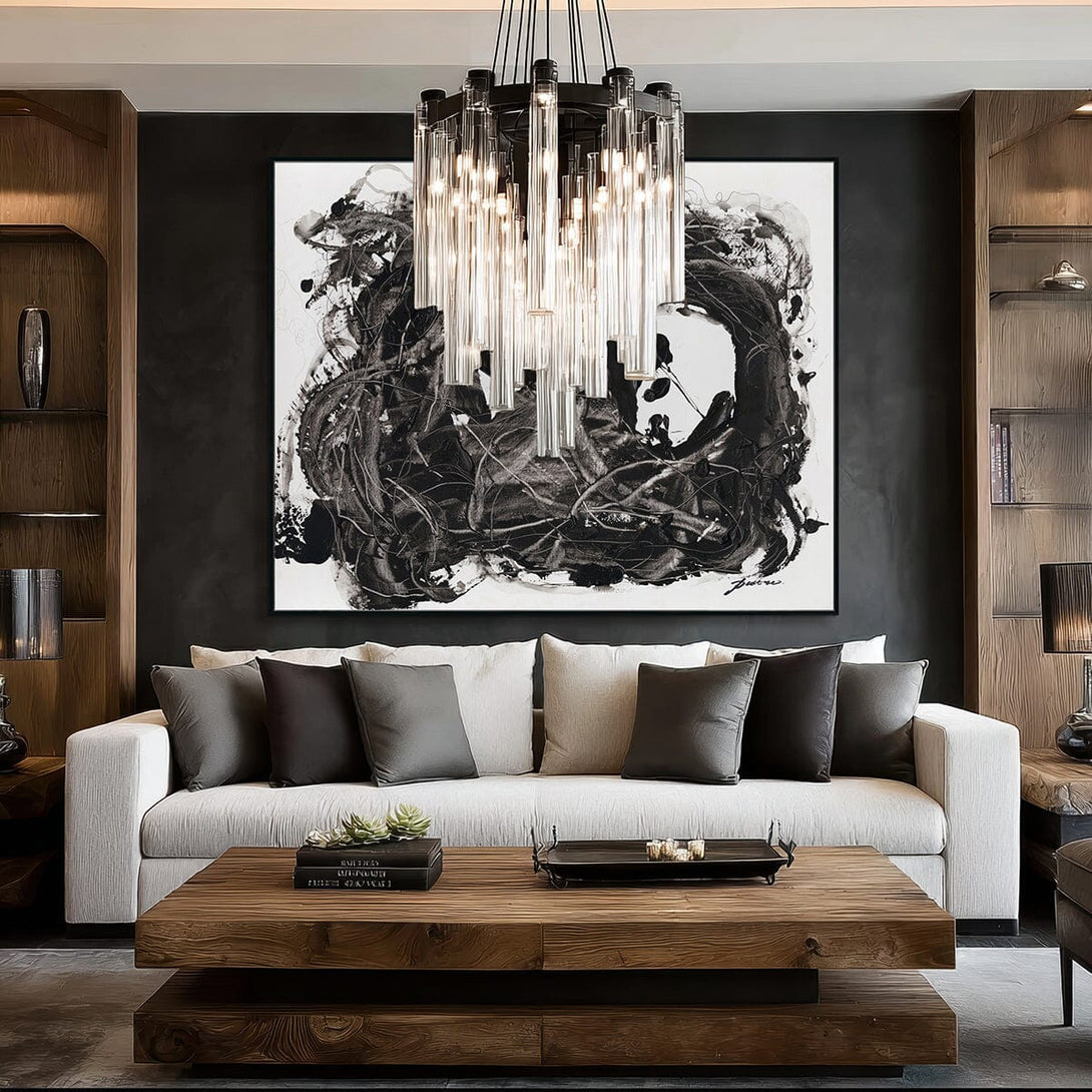 Ink Whirl - Black and White Abstract Motion #M5512 Painting artwepaint 