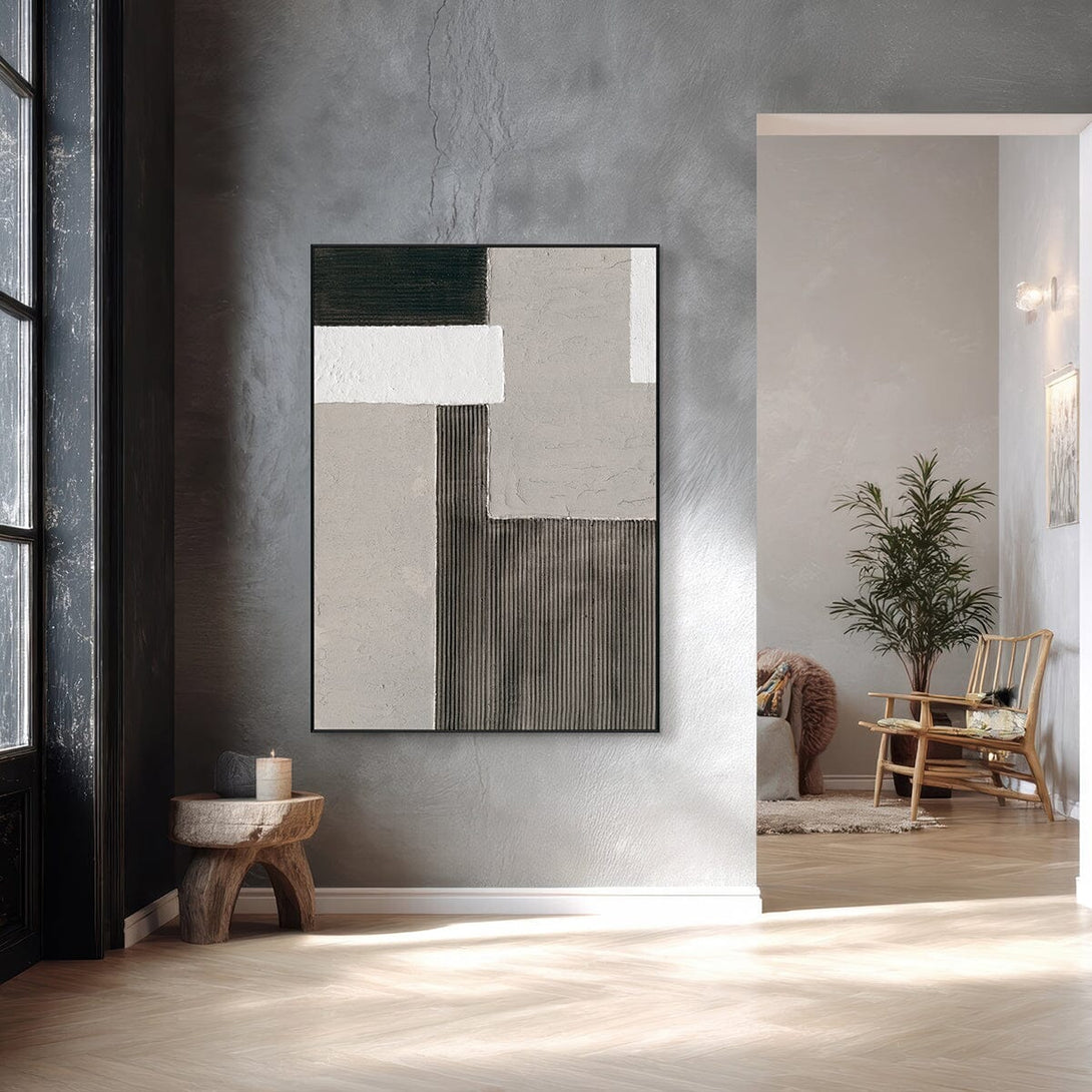 Interwoven Realm - Grey Black White Textured Abstract#M2570 Painting artwepaint 