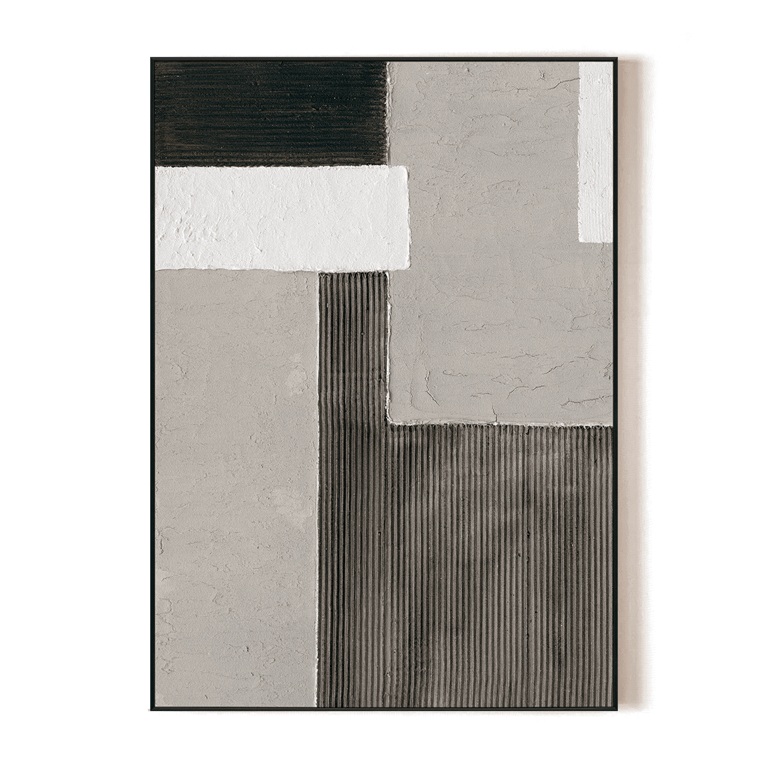 Interwoven Realm - Grey Black White Textured Abstract#M2570 Painting artwepaint 