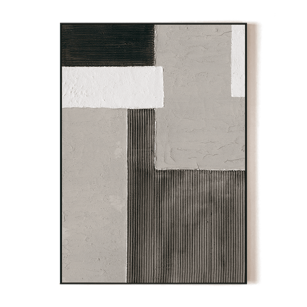 Interwoven Realm - Grey Black White Textured Abstract#M2570 Painting artwepaint 