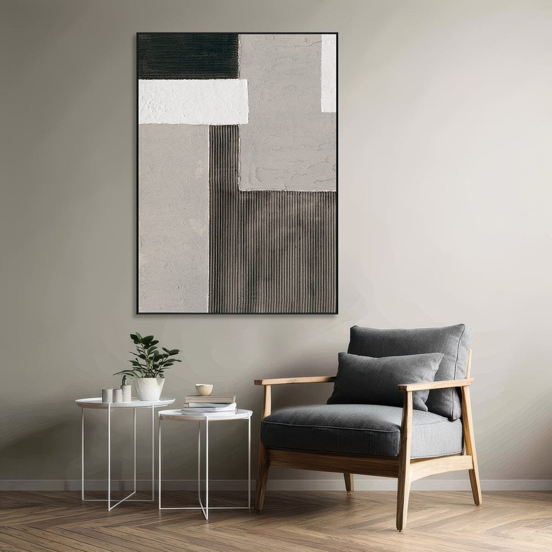 Interwoven Realm - Grey Black White Textured Abstract#M2570 Painting artwepaint 