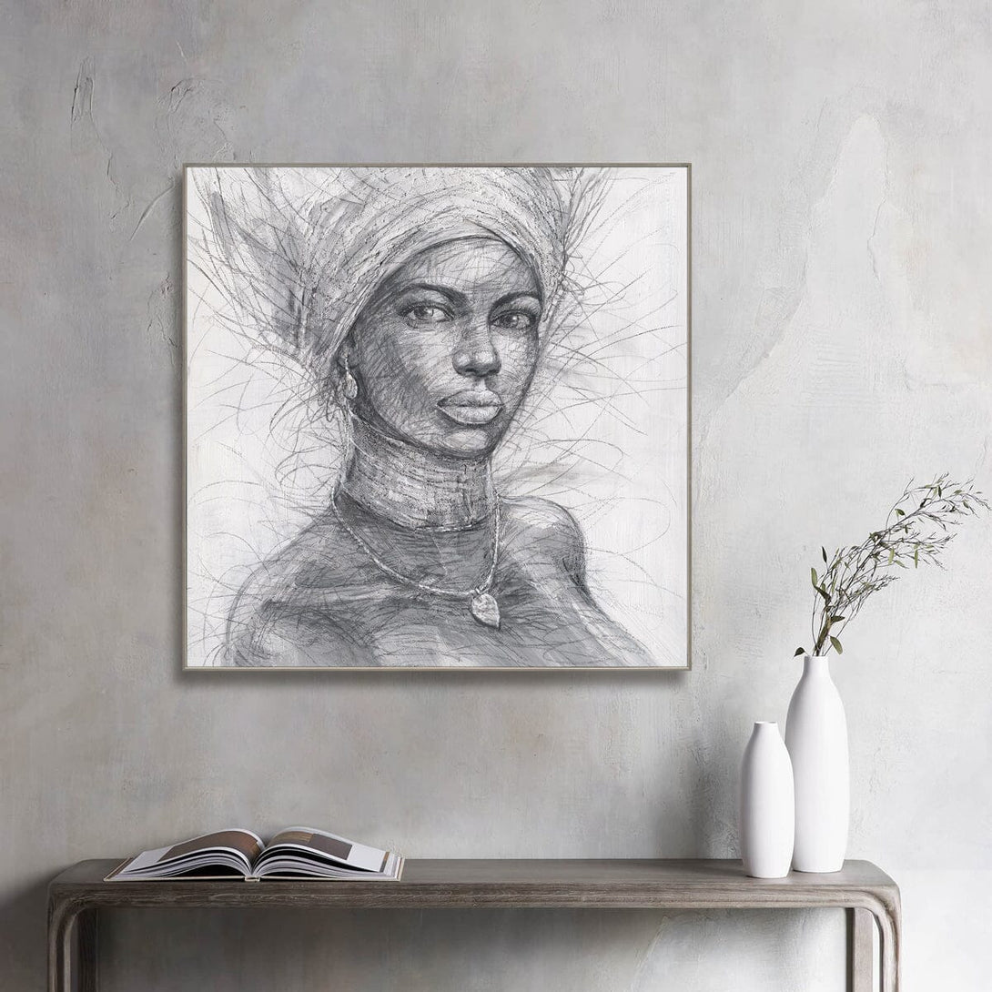 Ivory Crown - Headwrap Portrait Sketch#L0741 Painting artwepaint 