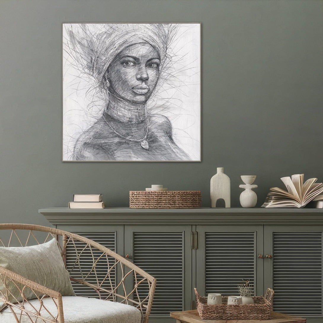 Ivory Crown - Headwrap Portrait Sketch#L0741 Painting artwepaint 