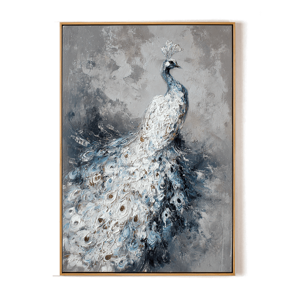 Ivory Elegance – White Peacock Oil Painting #awp56 Painting artwepaint 