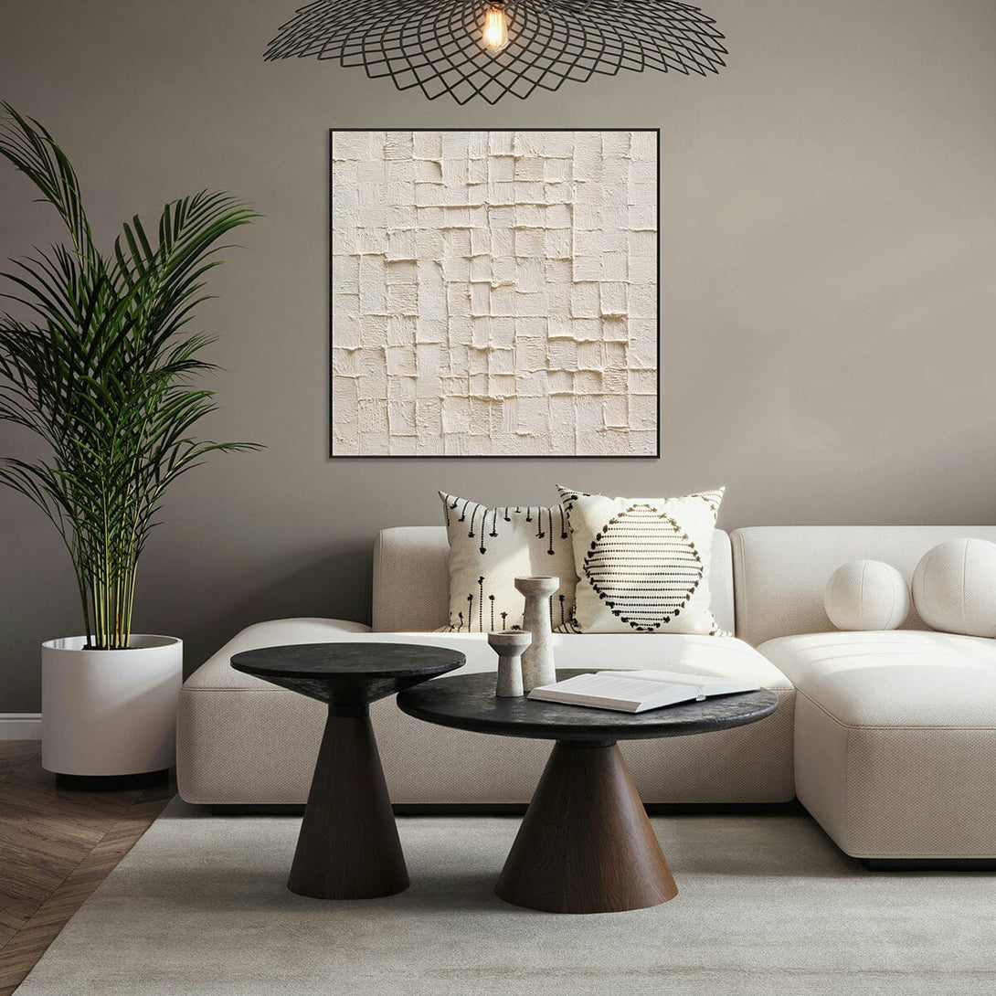 Ivory Layers - Minimalist Textured Square Painting #RGH5(43) Painting artwepaint 